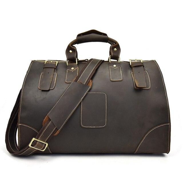 Dark Brown Crazy Horse Leather Duffel Bag