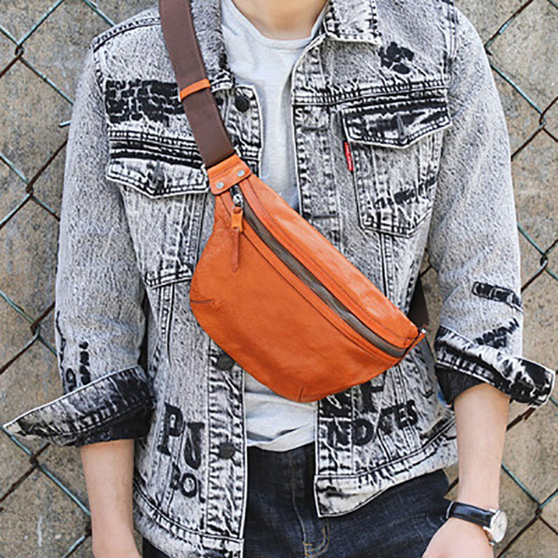 Cowhide Leather Sling Bag for Men