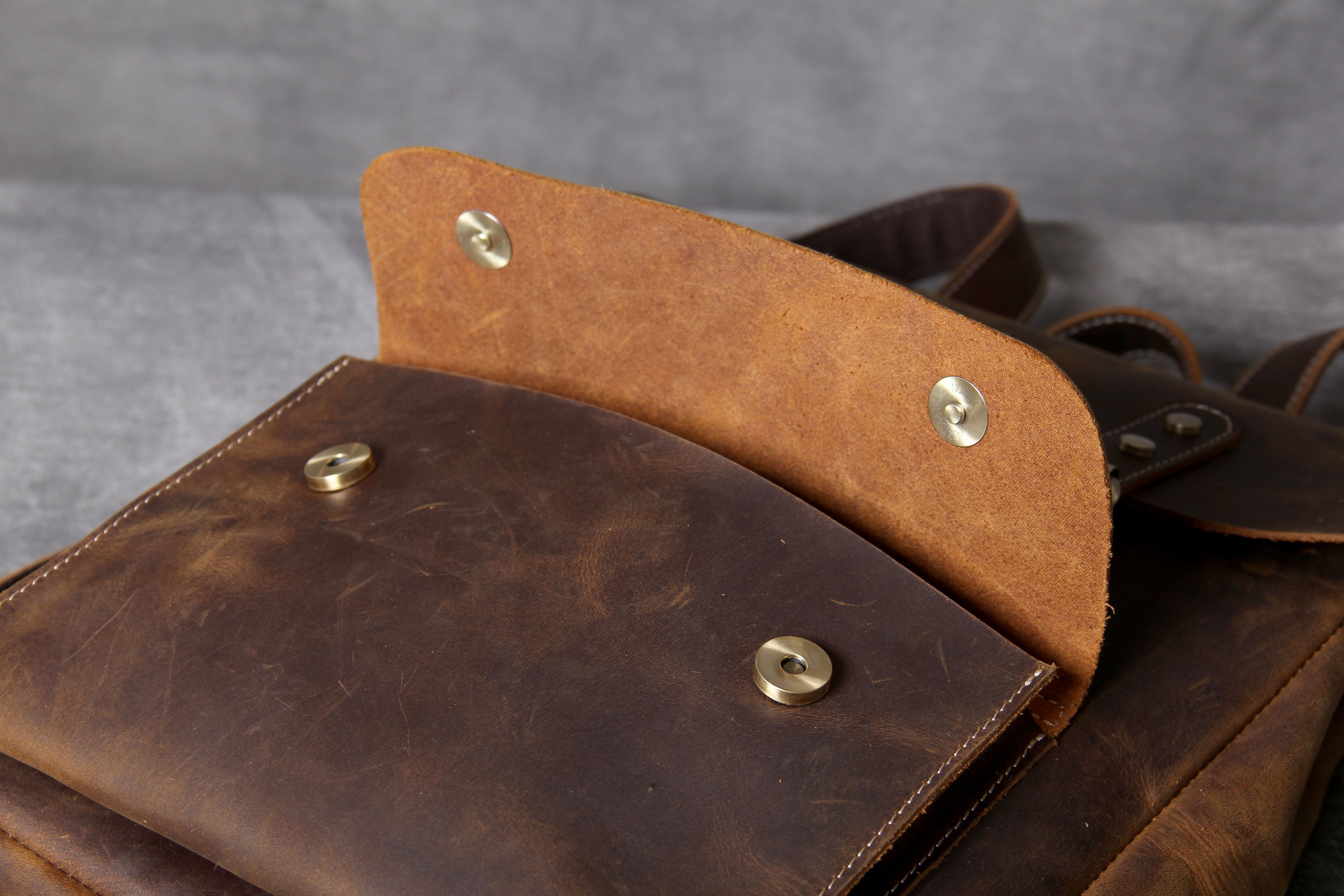 Retro Leather School Backpack for Men