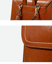 Load image into Gallery viewer, Vintage Brown School Leather Backback For Women
