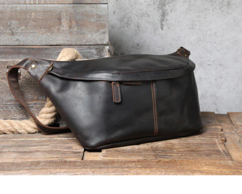 Large Leather Shoulder Cross Body Sling Bag