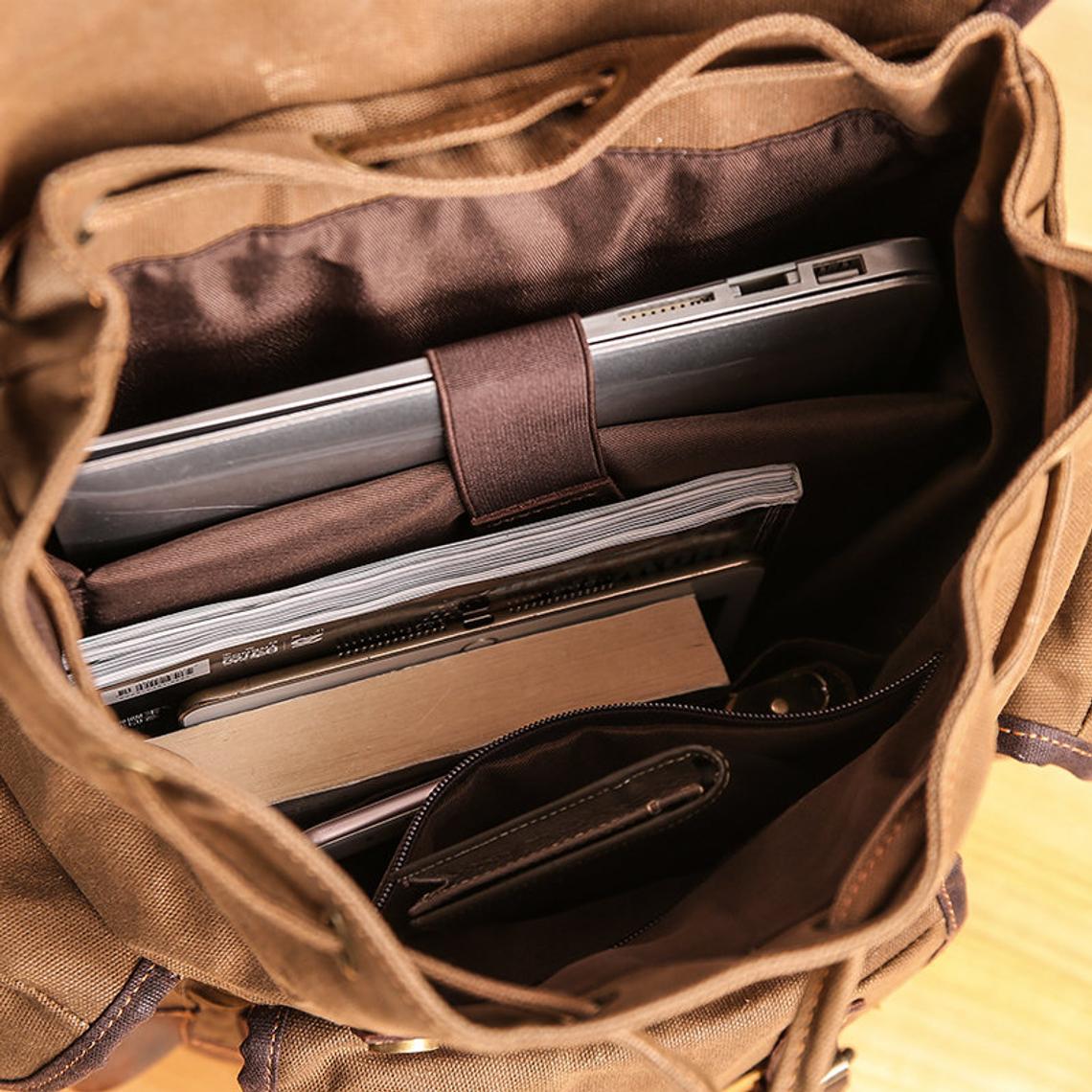 Vintage Canvas Backpack Waterproof Traveling Hiking Rucksack