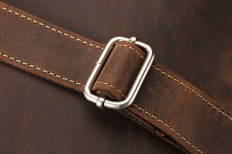 Handmade Crazy Horse Leather Laptop Bag Handbag Men Briefcase