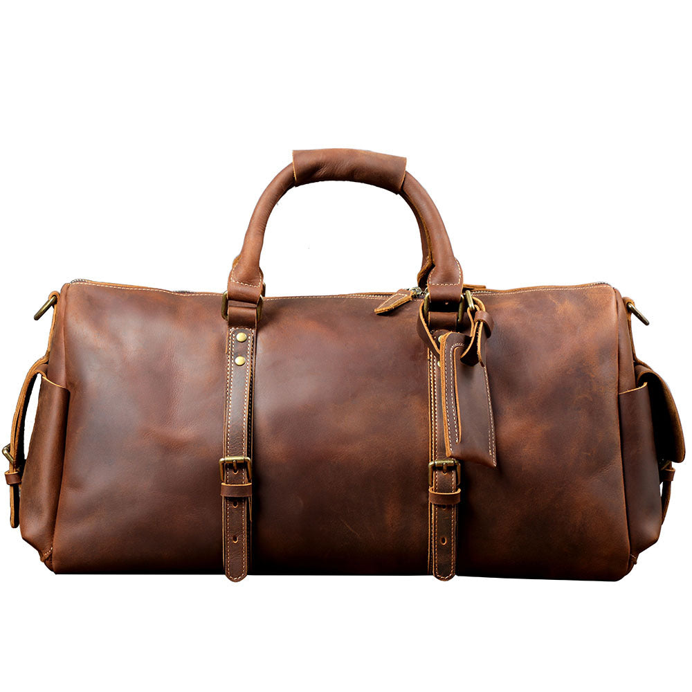 Travel Leather Weekender Bag for Men Full-Open