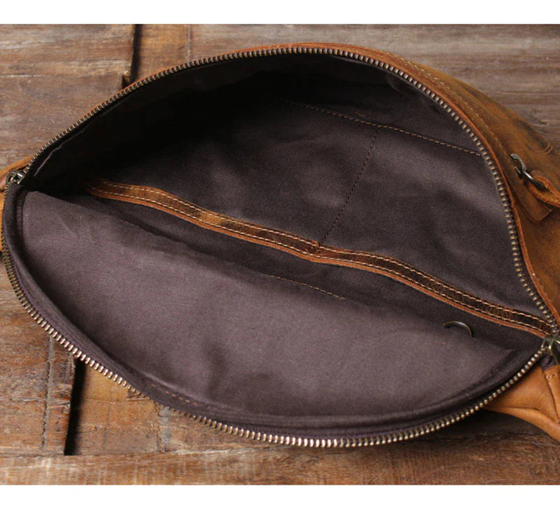 Classic Leather Crossbody Sling Bag for Men