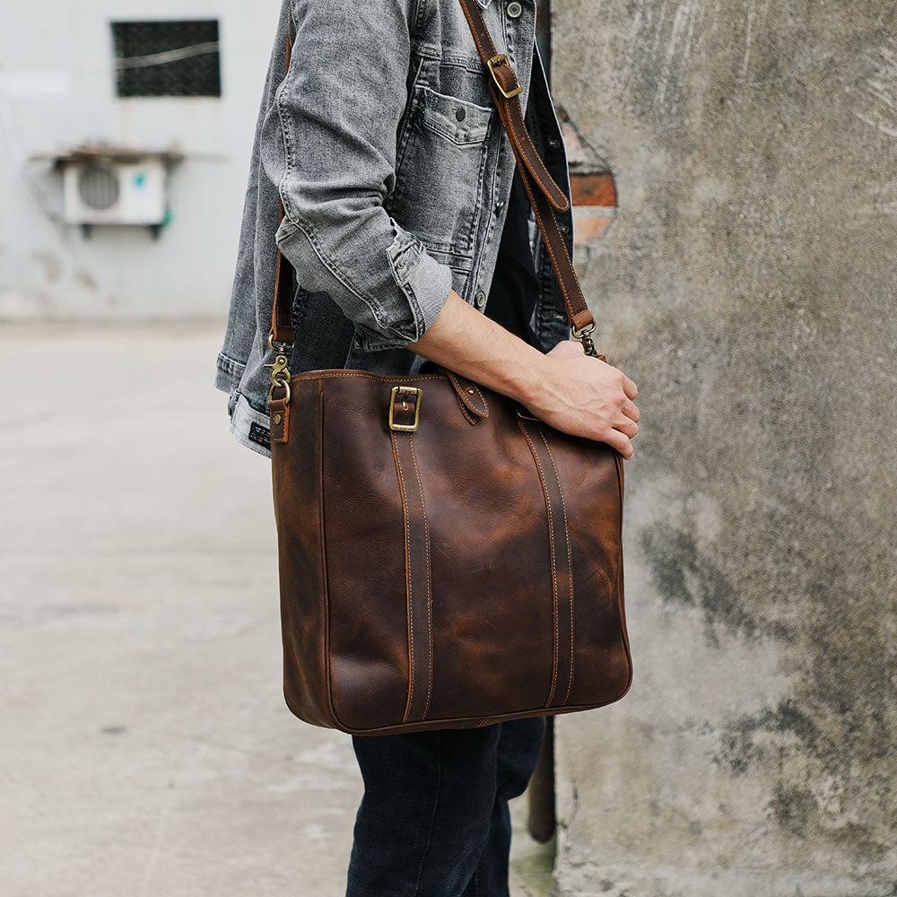 Vintage Leather Tote Bag