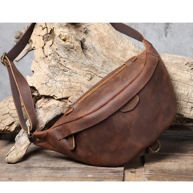 Classic Leather Vintage Cross Body Sling Bag for Men