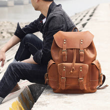 Load image into Gallery viewer, Dark Coffee Leather Full Grain School Backpack
