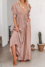 Load image into Gallery viewer, Button Drawstring Waist Maxi Cover Dress
