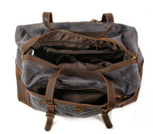 Load image into Gallery viewer, Vintage Large Storage Leather Canvas Travel Duffel Bag
