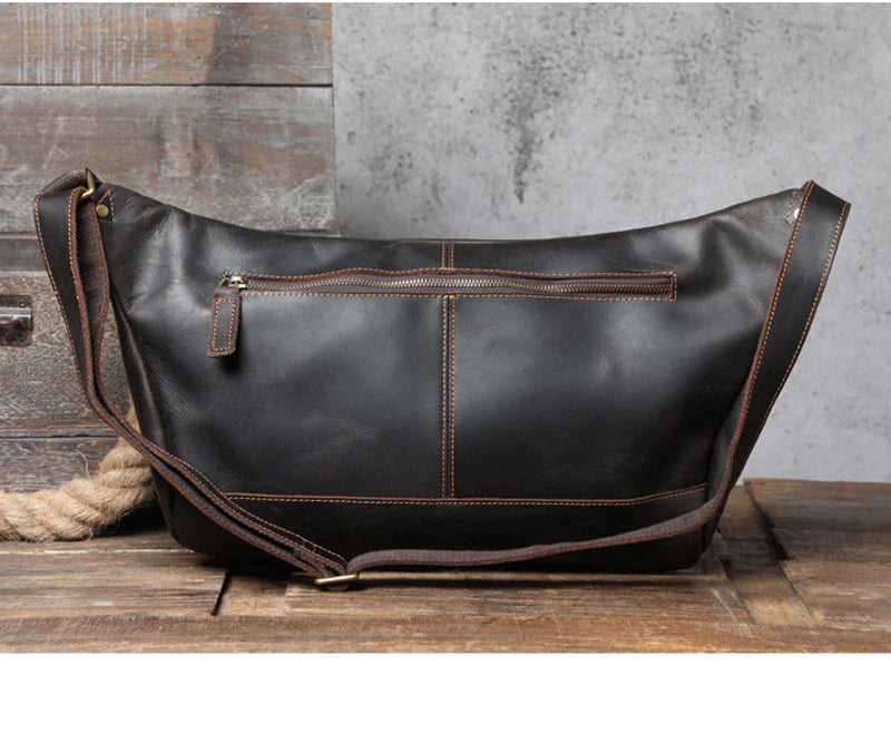 Large Leather Shoulder Cross Body Sling Bag
