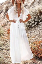 Load image into Gallery viewer, Button Drawstring Waist Maxi Cover Dress
