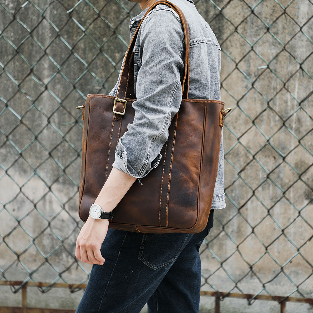 Vintage Leather Tote Bag