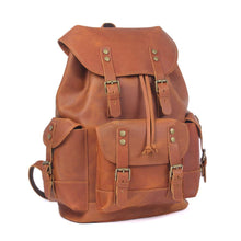 Load image into Gallery viewer, Dark Coffee Leather Full Grain School Backpack
