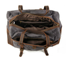 Load image into Gallery viewer, Vintage Large Storage Leather Canvas Travel Duffel Bag
