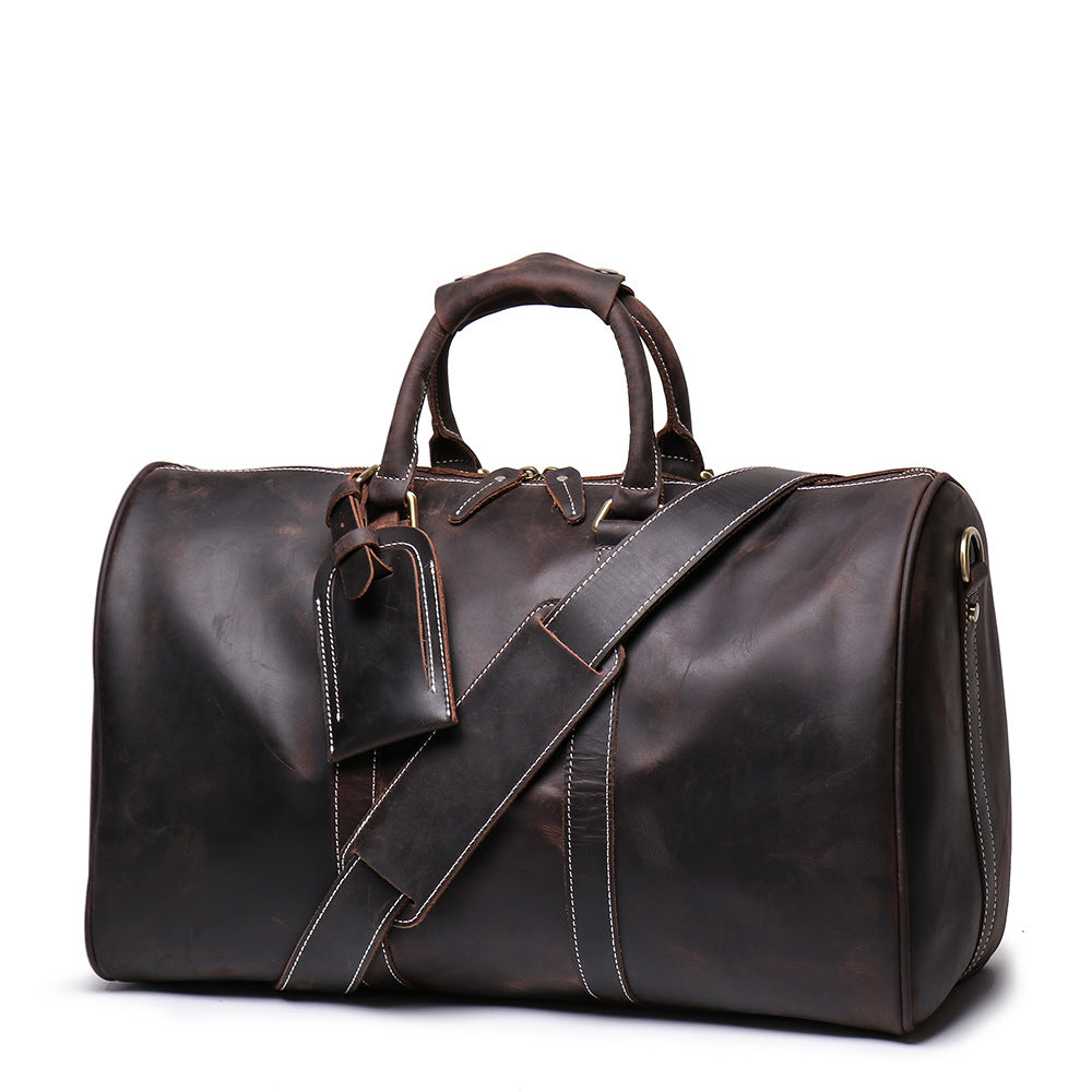 Birthday Gift Simple Vintage Leather Duffel Travel Weekender Bag