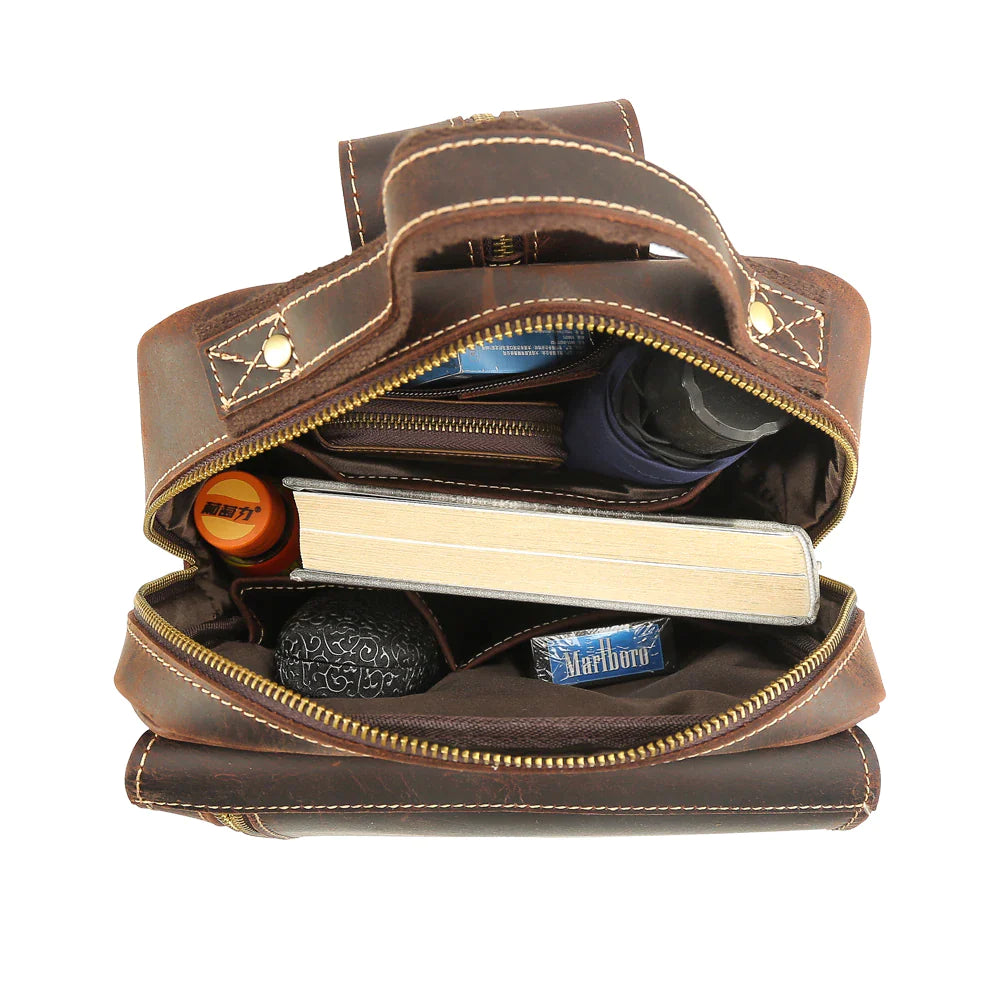 Mens Convertible Leather School Backpack Sling Bag