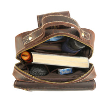 Load image into Gallery viewer, Mens Convertible Leather School Backpack Sling Bag
