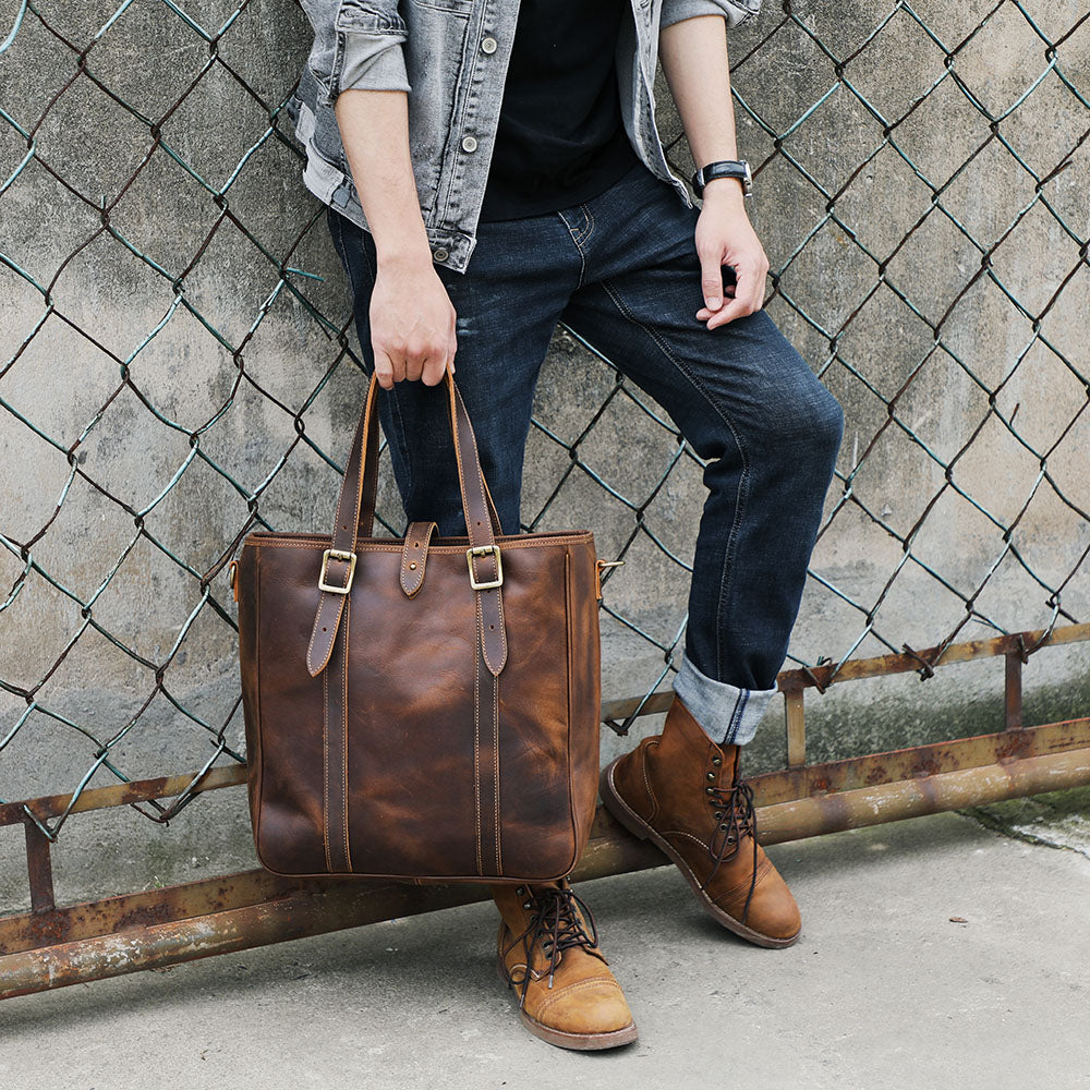 Vintage Leather Tote Bag