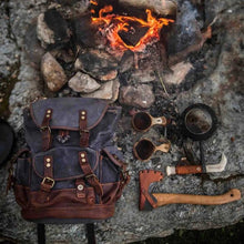Load image into Gallery viewer, Vintage Canvas Backpack Waterproof Traveling Hiking Rucksack
