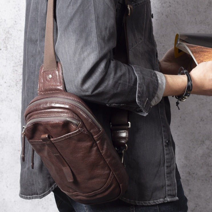 Mens Leather Cross Body Sling Bag