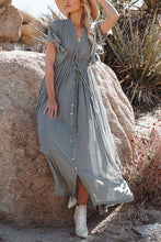 Load image into Gallery viewer, Button Drawstring Waist Maxi Cover Dress
