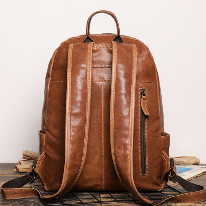 Full Grain Zipper Leather School Backpack Rucksack  Anniversary Gifts Handmade Bags