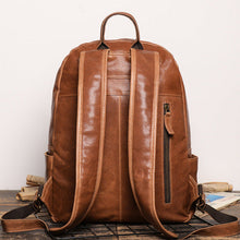 Load image into Gallery viewer, Full Grain Zipper Leather School Backpack Rucksack  Anniversary Gifts Handmade Bags
