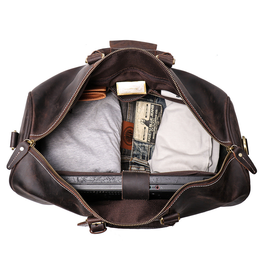 Birthday Gift Simple Vintage Leather Duffel Travel Weekender Bag