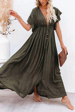 Load image into Gallery viewer, Button Drawstring Waist Maxi Cover Dress
