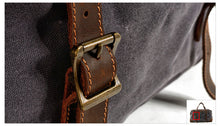 Load image into Gallery viewer, Vintage Large Storage Leather Canvas Travel Duffel Bag
