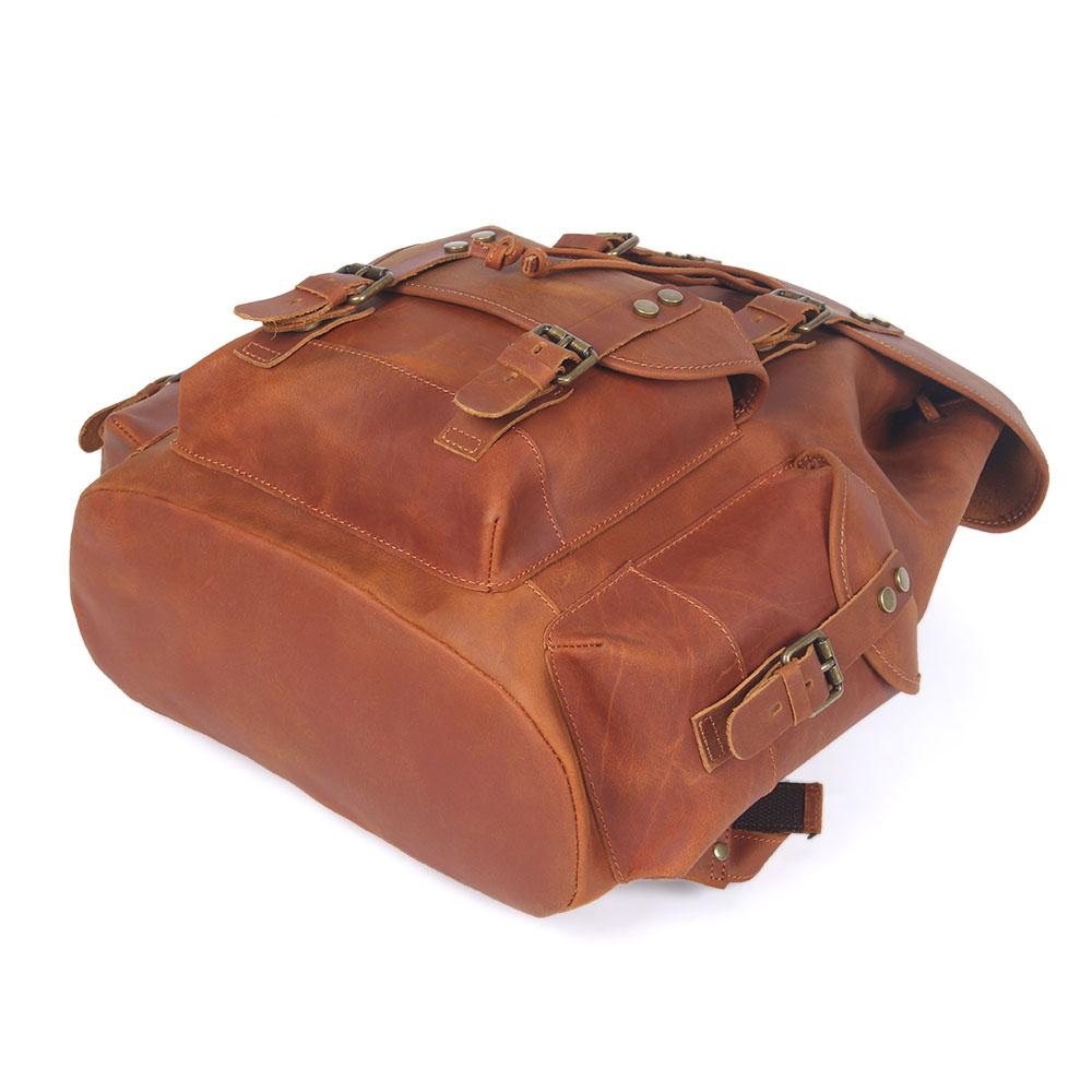 Dark Coffee Leather Full Grain School Backpack