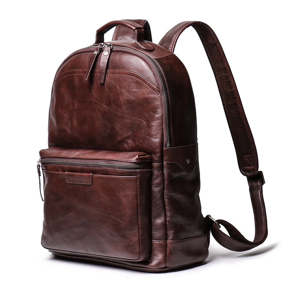 Handmade Full Grain Leather School Backpack for Men Laptop Bag Travel Backpack