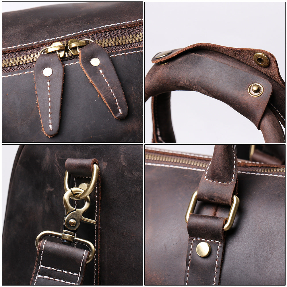 Birthday Gift Simple Vintage Leather Duffel Travel Weekender Bag