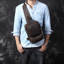 Load image into Gallery viewer, Vintage Leather Sling School Backpack for Men
