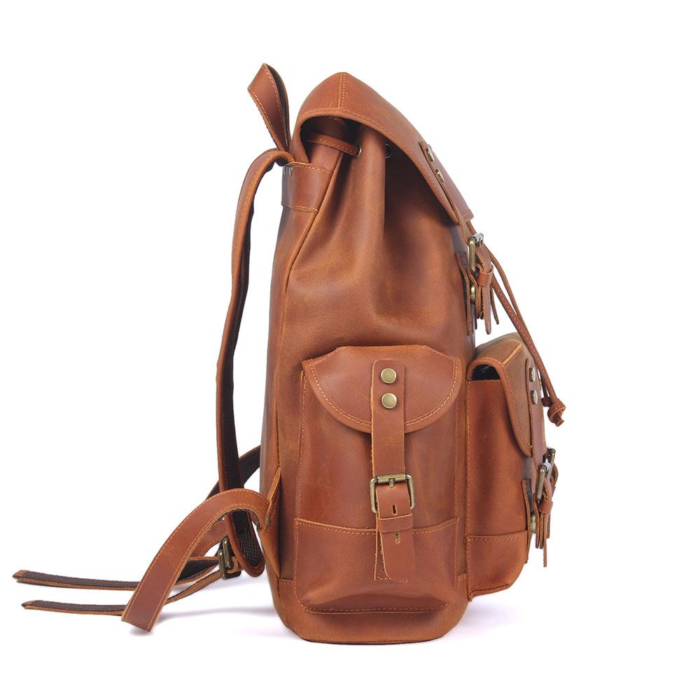 Dark Coffee Leather Full Grain School Backpack