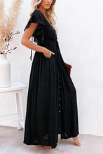 Load image into Gallery viewer, Button Drawstring Waist Maxi Cover Dress
