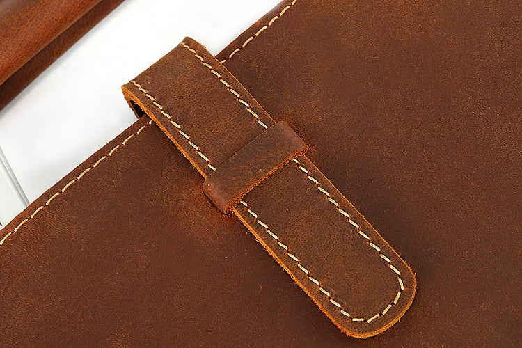 Handmade Crazy Horse Leather Laptop Bag Handbag Men Briefcase