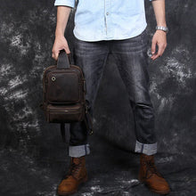 Load image into Gallery viewer, Vintage Leather Sling School Backpack for Men
