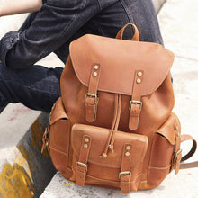 Load image into Gallery viewer, Dark Coffee Leather Full Grain School Backpack
