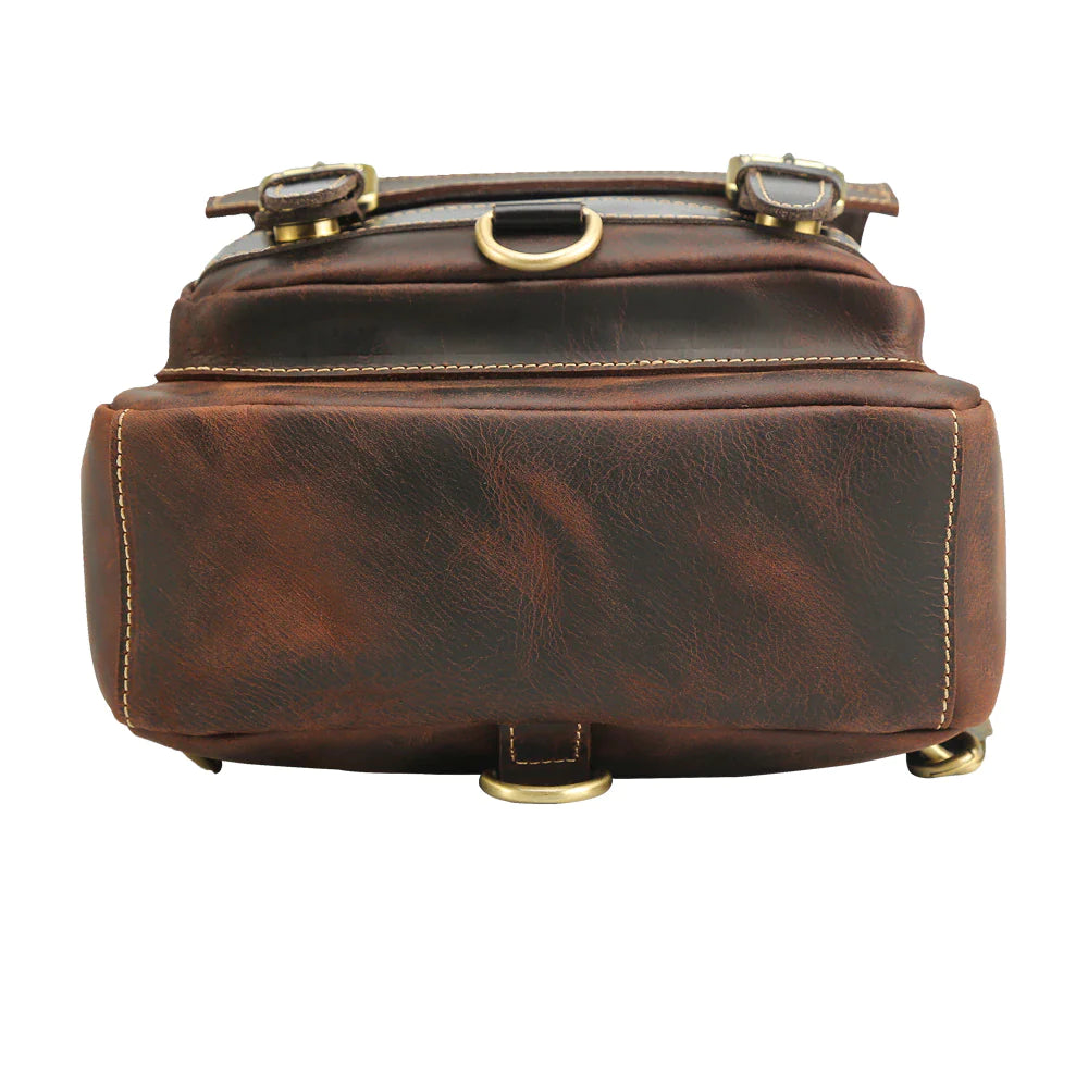 Mens Convertible Leather School Backpack Sling Bag