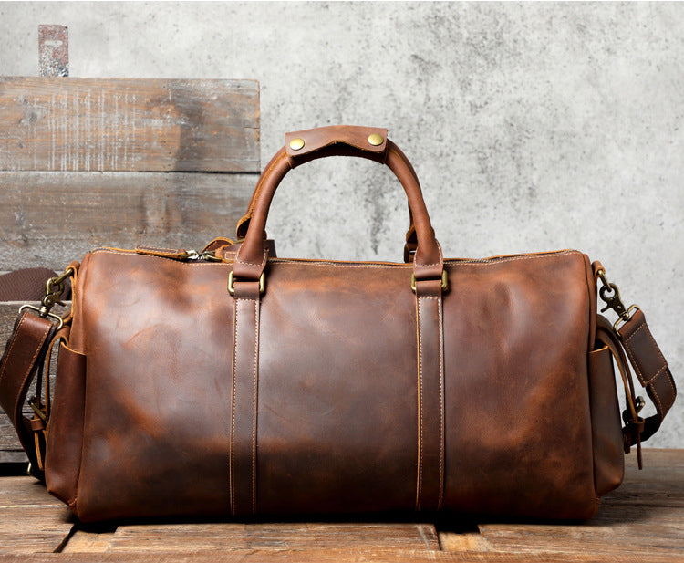 Travel Leather Weekender Bag for Men Full-Open
