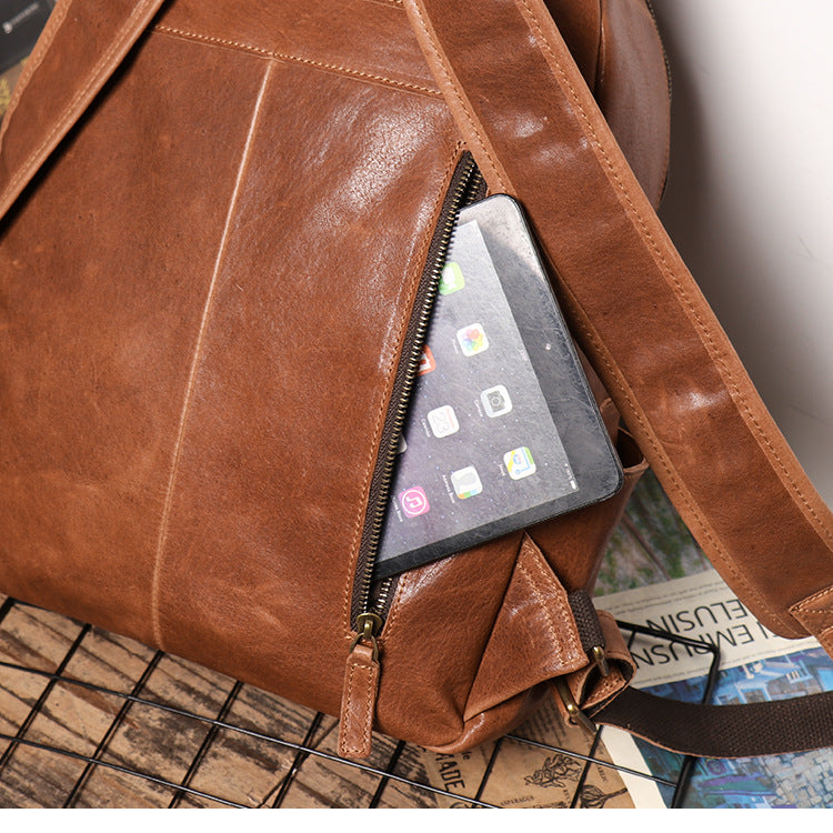 Full Grain Zipper Leather School Backpack Rucksack  Anniversary Gifts Handmade Bags