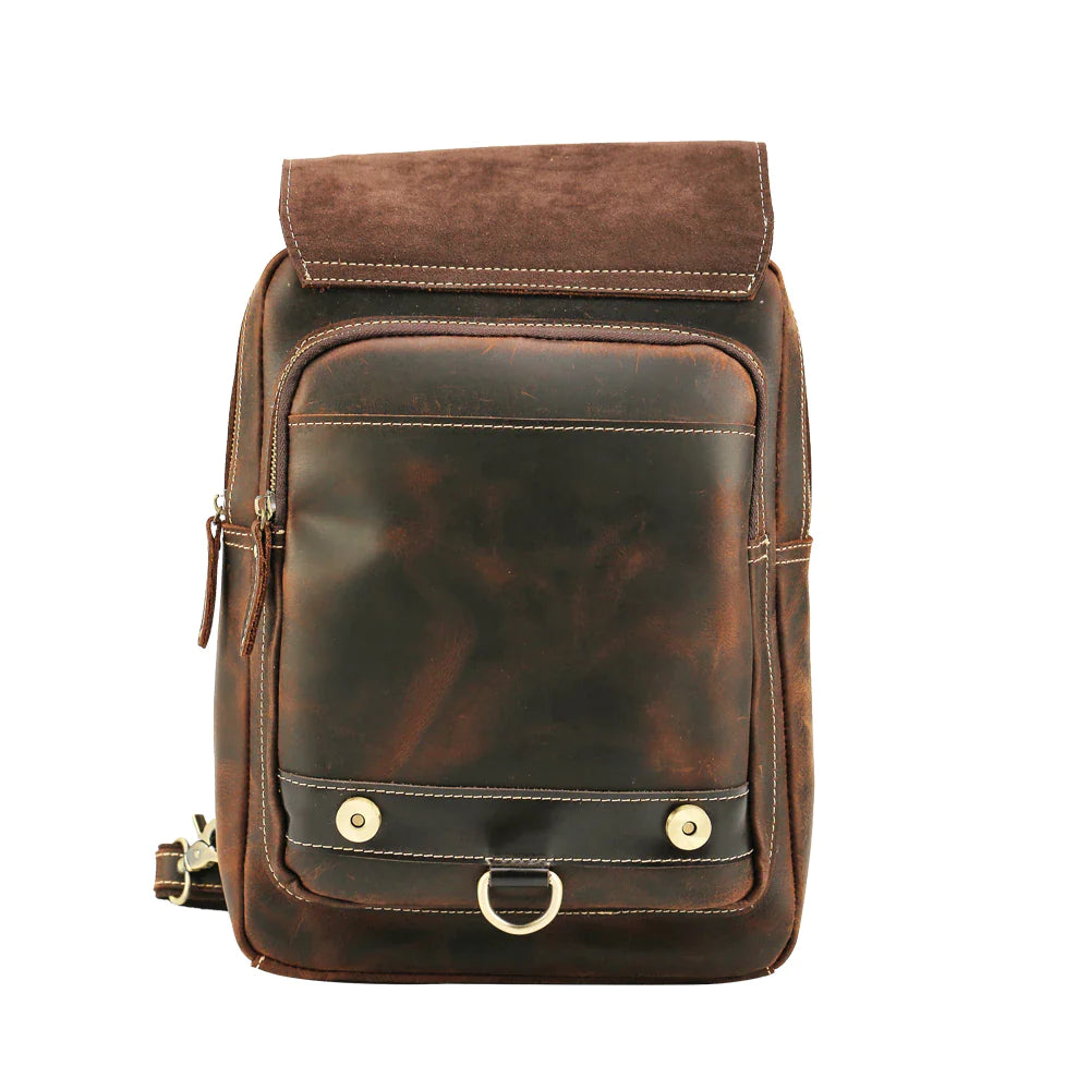 Mens Convertible Leather School Backpack Sling Bag