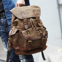 Load image into Gallery viewer, Vintage Canvas Backpack Waterproof Traveling Hiking Rucksack

