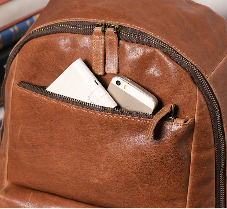 Full Grain Zipper Leather School Backpack Rucksack  Anniversary Gifts Handmade Bags