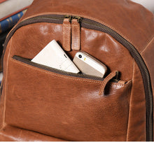 Load image into Gallery viewer, Full Grain Zipper Leather School Backpack Rucksack  Anniversary Gifts Handmade Bags
