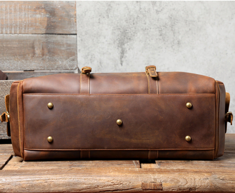Travel Leather Weekender Bag for Men Full-Open