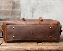 Load image into Gallery viewer, Travel Leather Weekender Bag for Men Full-Open
