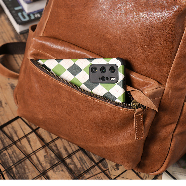 Full Grain Zipper Leather School Backpack Rucksack  Anniversary Gifts Handmade Bags